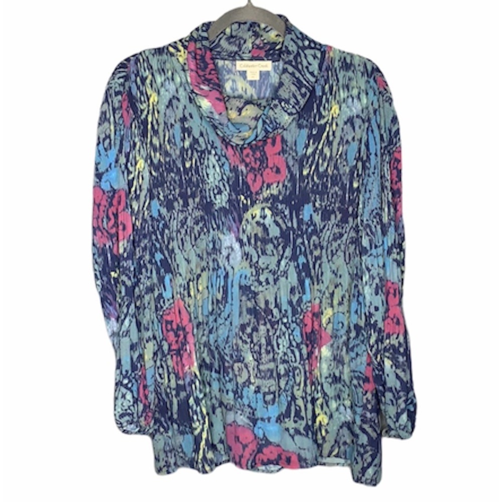 Coldwater Creek Multicolor Floral Cowl‎ Neck Top